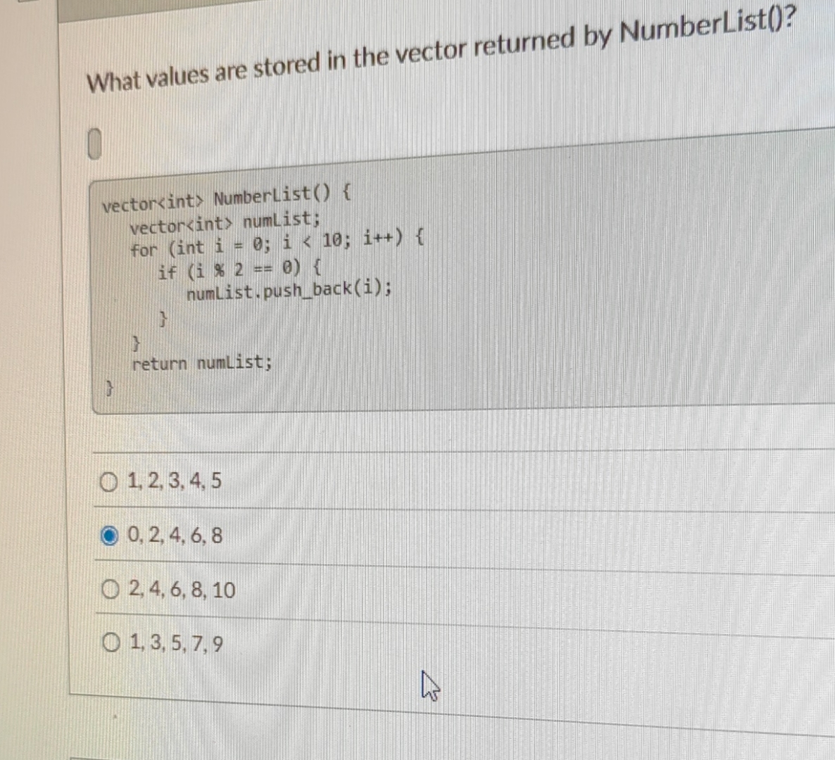 What values are stored in the vector returned by