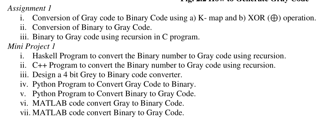 Assignment 1 i . Conversion of Gray code to