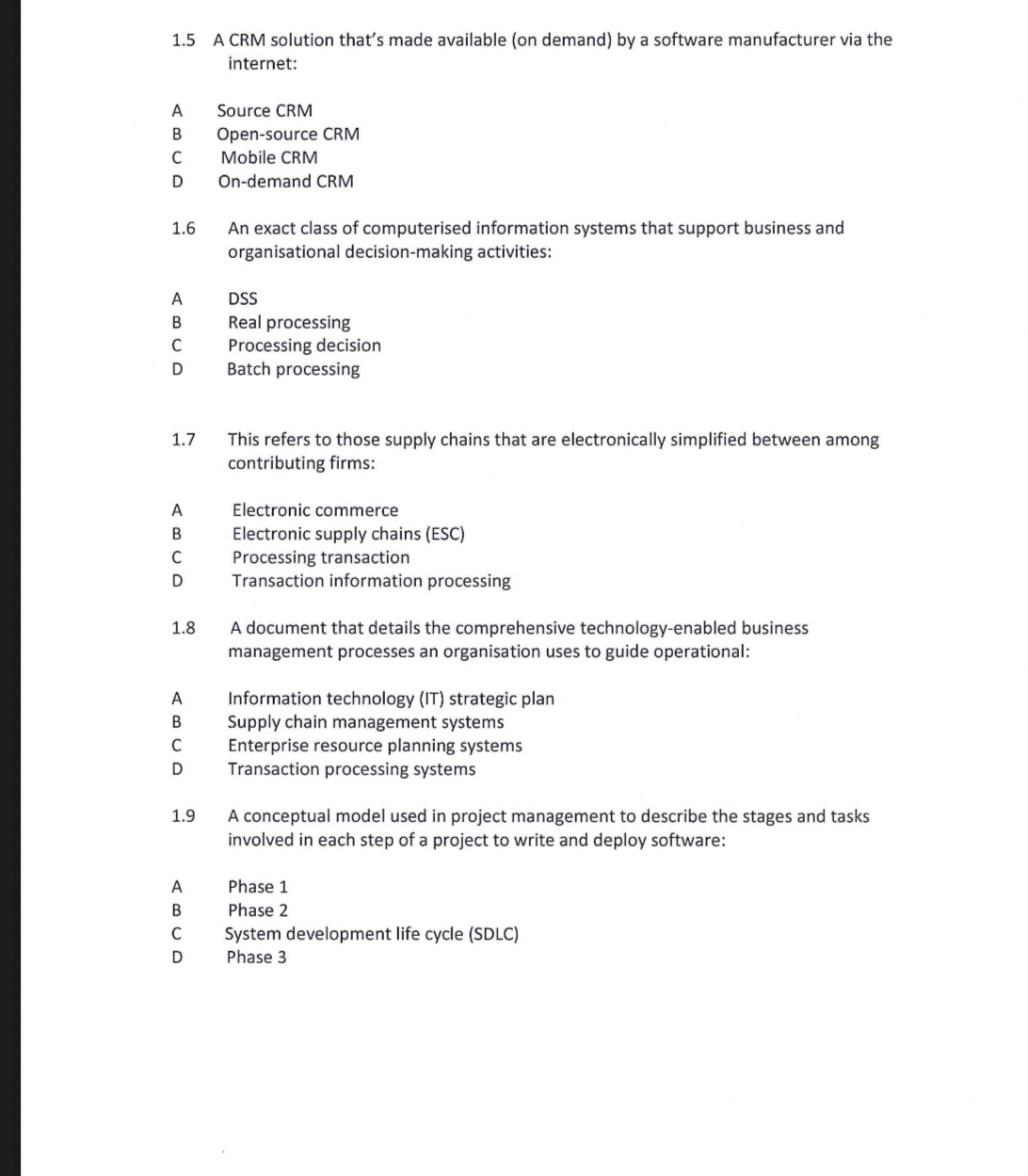 1 . 5 A CRM solution that's made available ( on