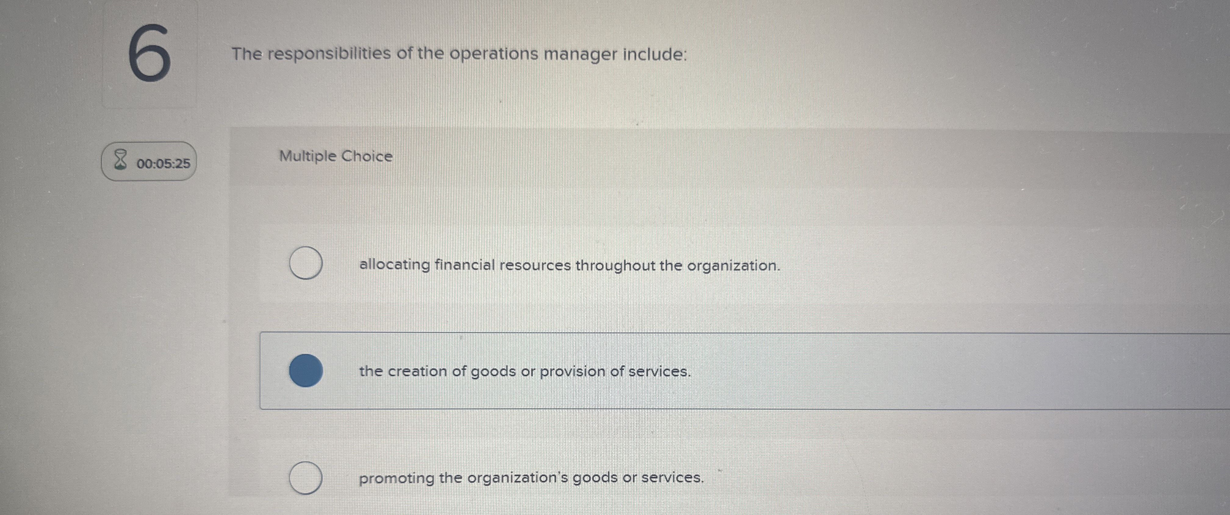 The responsibilities of the operations manager