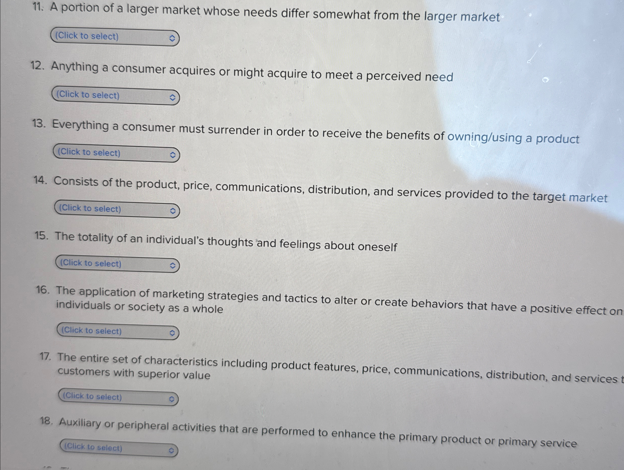 A portion of a larger market whose needs differ