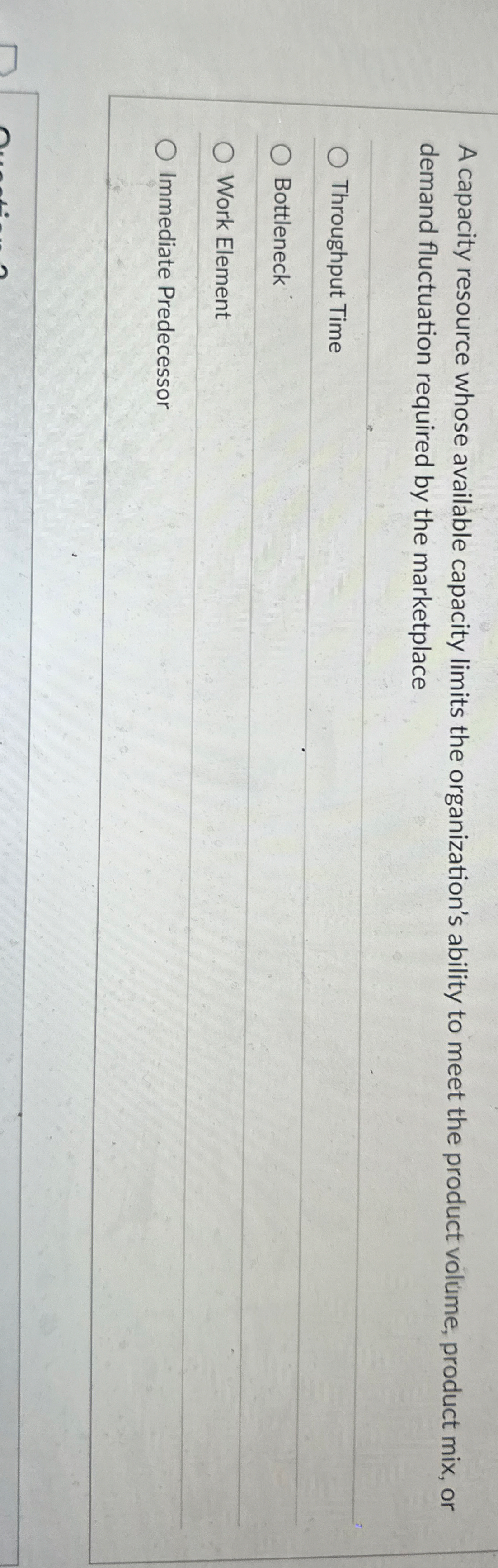 A capacity resource whose available capacity