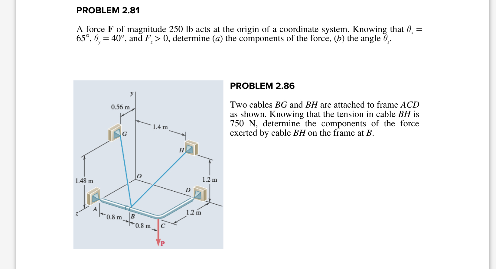 PROBLEM 2 . 8 1 A force F of magnitude 2 5 0 lb