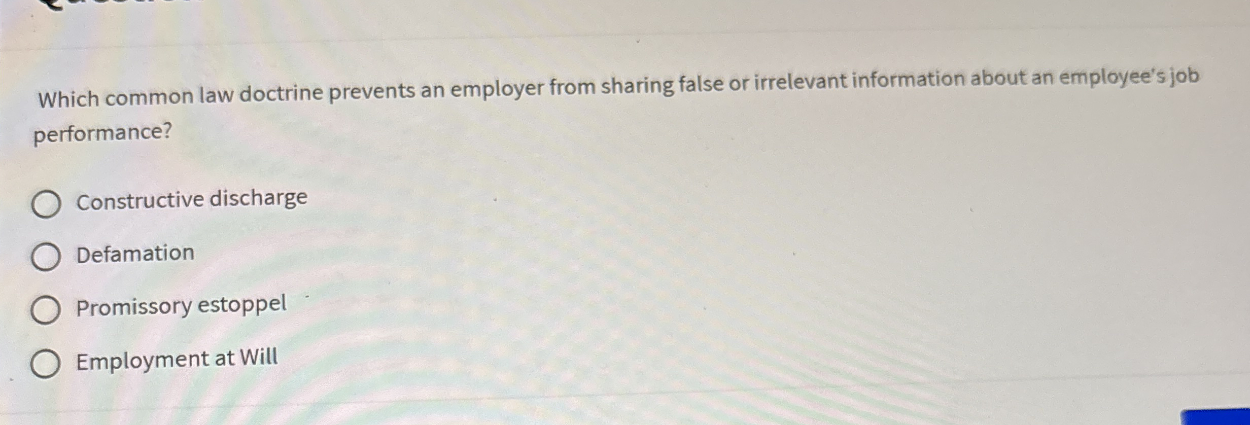 Which common law doctrine prevents an employer