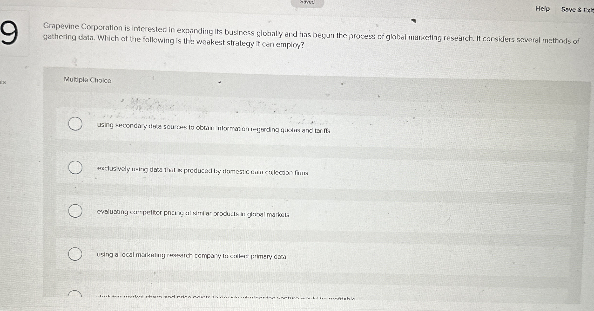 Saved Help Save & Exit Grapevine Corporation is