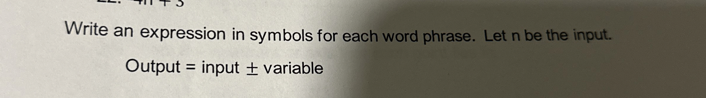 Write an expression in symbols for each word