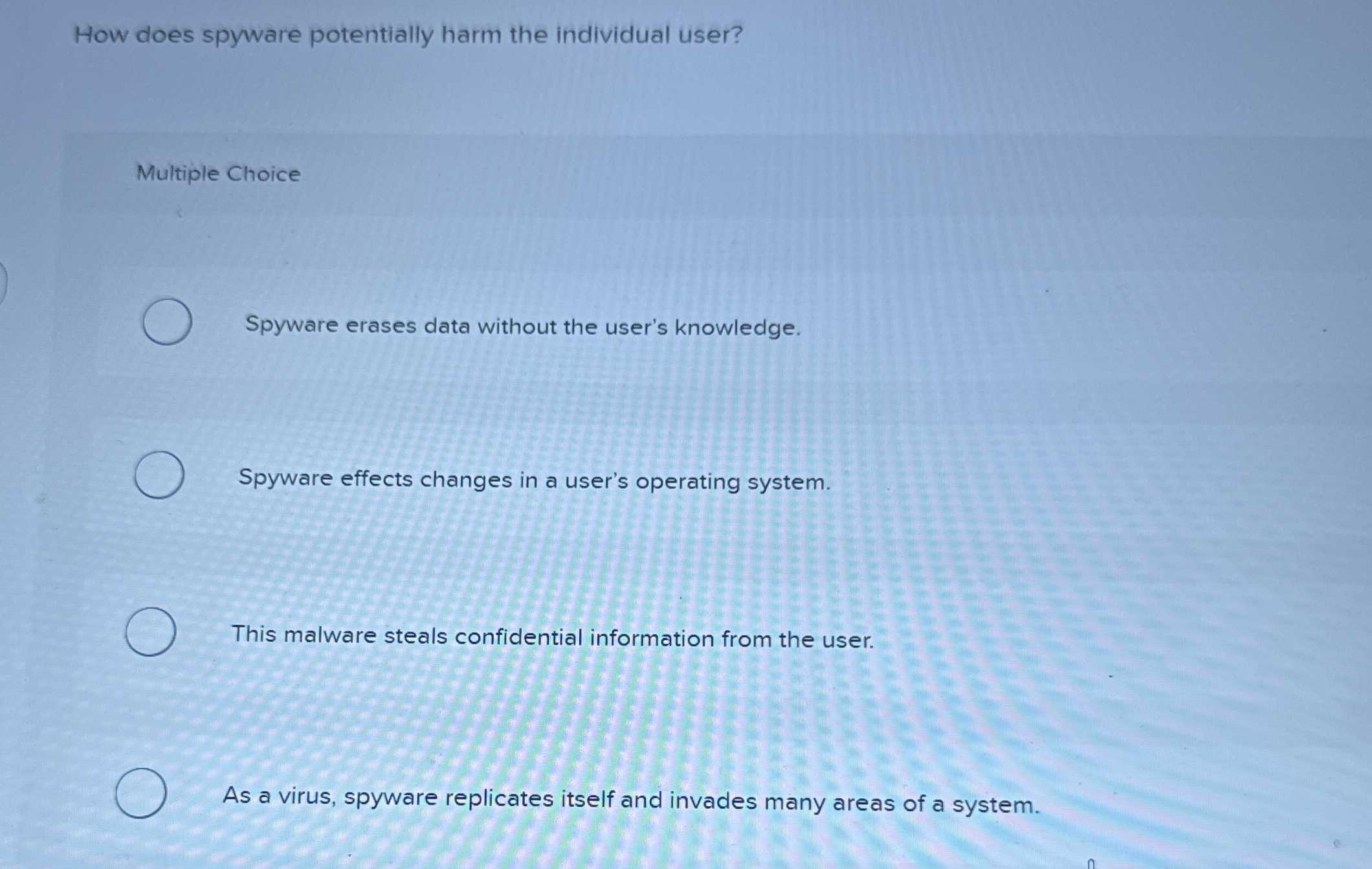 How does spyware potentially harm the individual