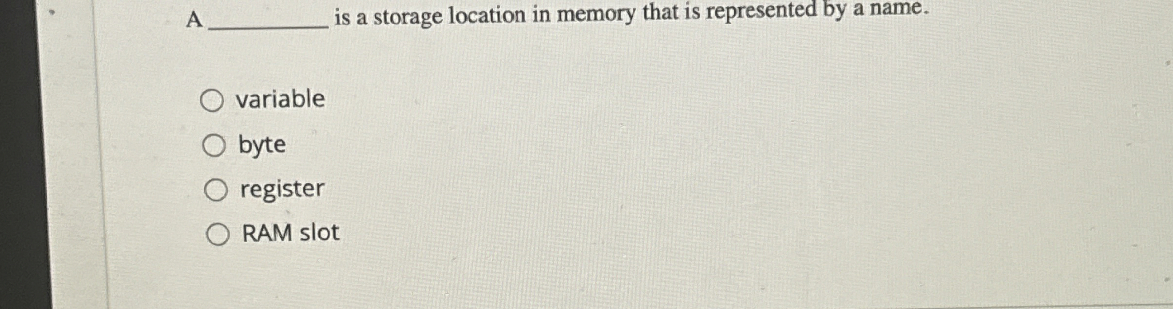 A q , is a storage location in memory that is