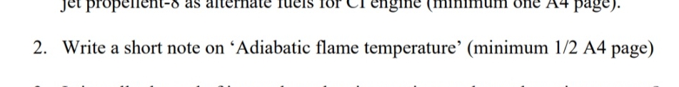 Write a short note on 'Adiabatic flame
