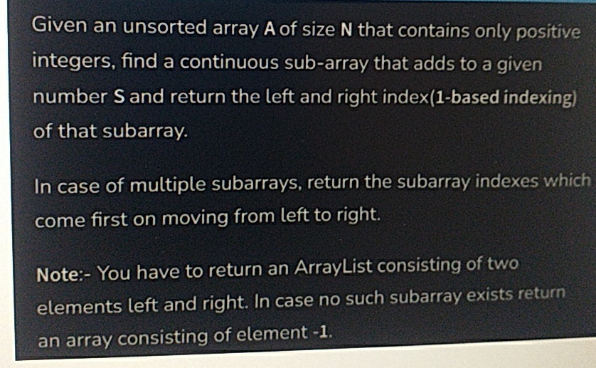 Given an unsorted array A of size N that contains