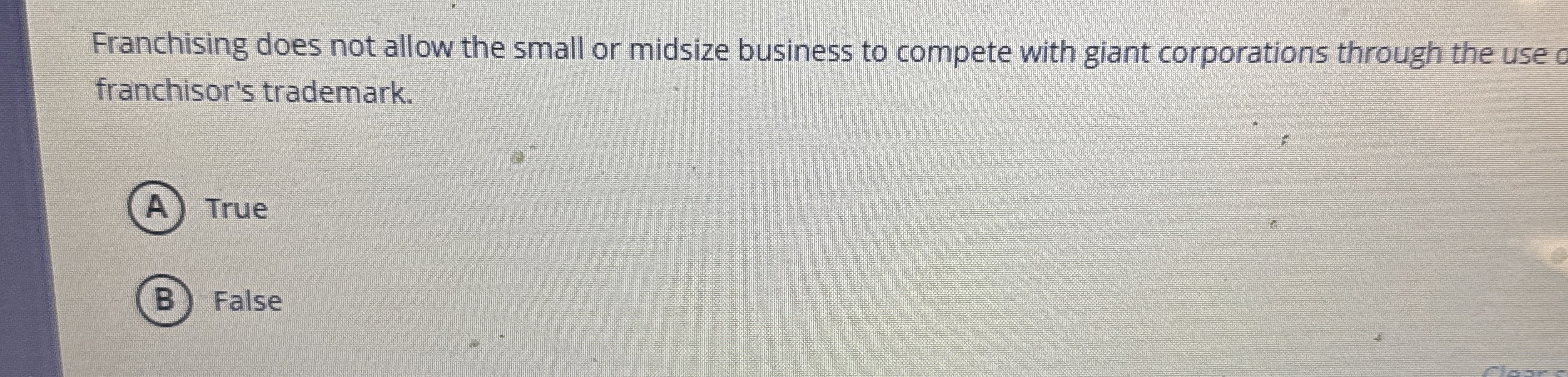 Franchising does not allow the small or midsize