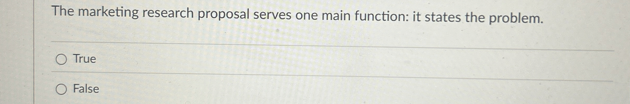 The marketing research proposal serves one main