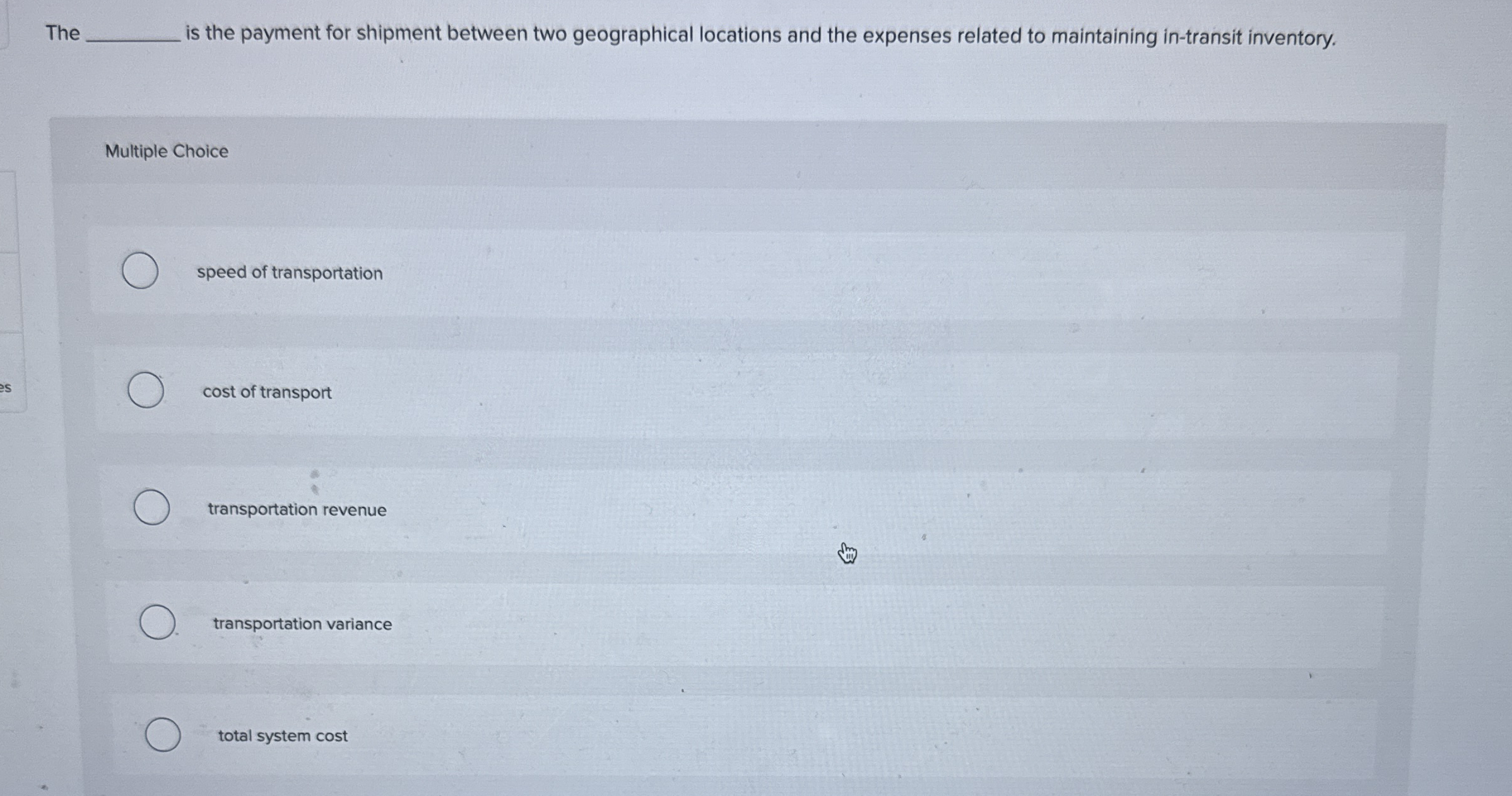 The _ _ is the payment for shipment between two