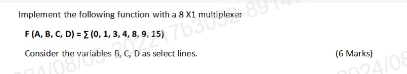 Implement the following function with a 8 X 1