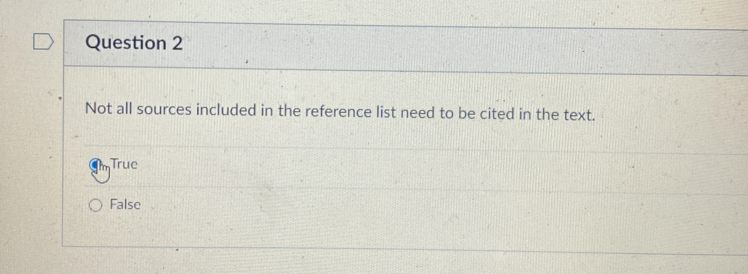 Question 2 Not all sources included in the