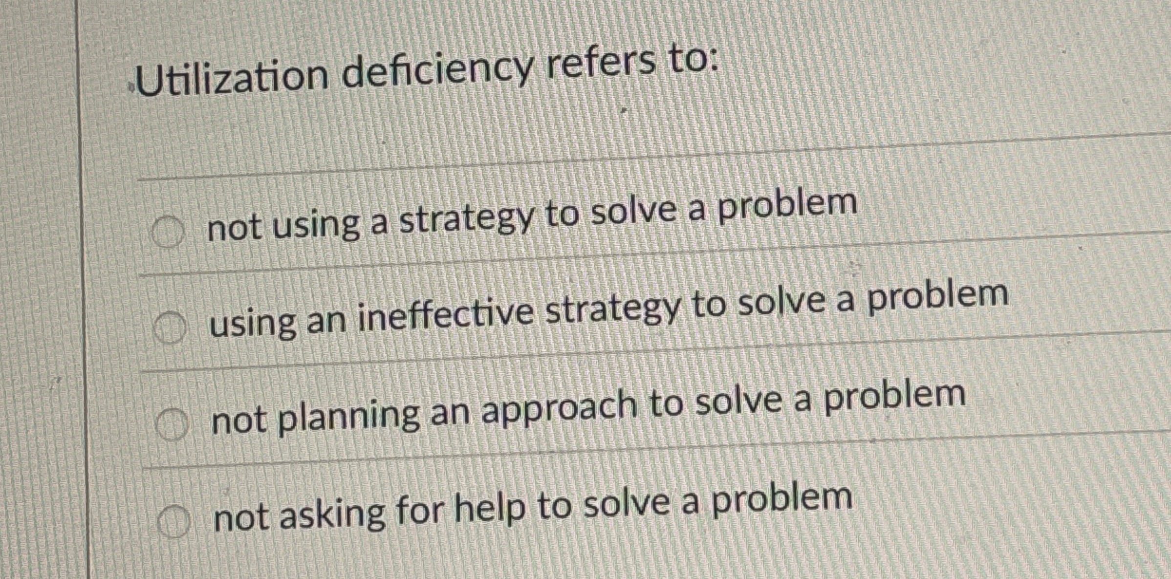 Utilization deficiency refers to: not using a