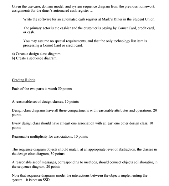 Given the use case, domain model, and system