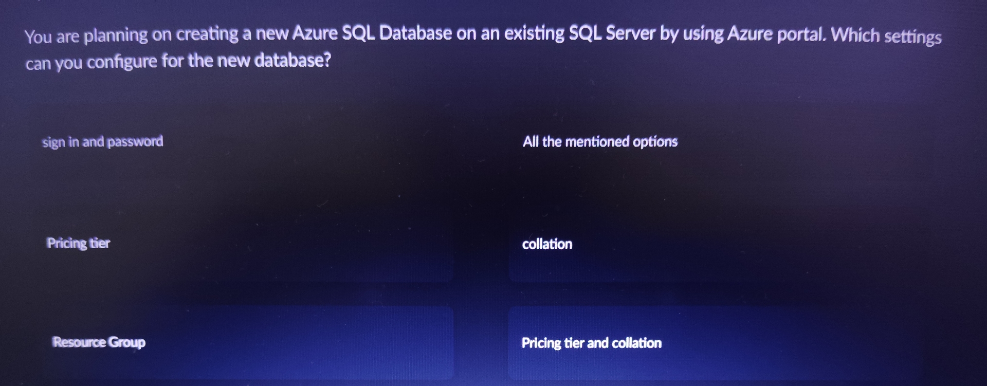 You are planning on creating a new Azure SQL