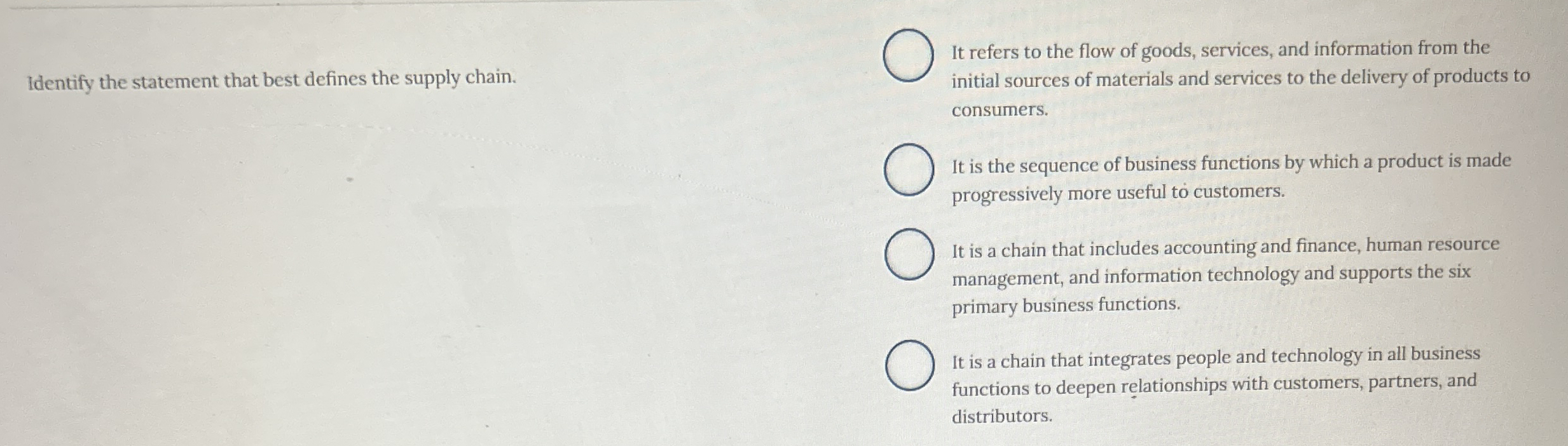 Identify the statement that best defines the