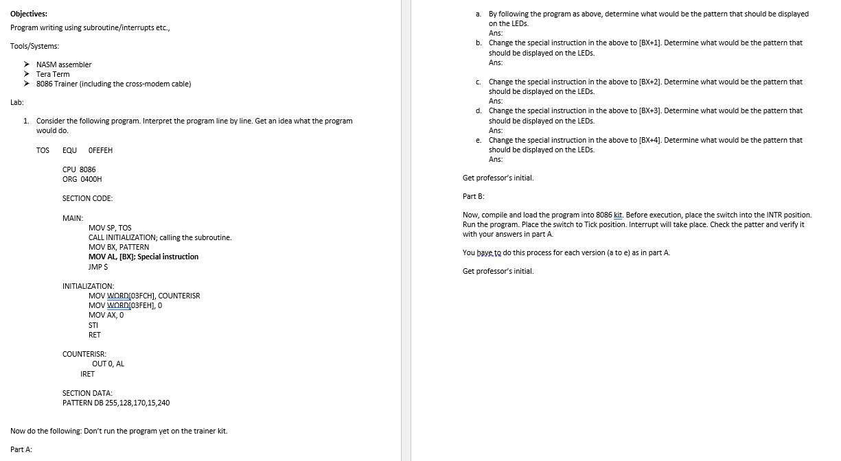 a . By following the program as above, determine