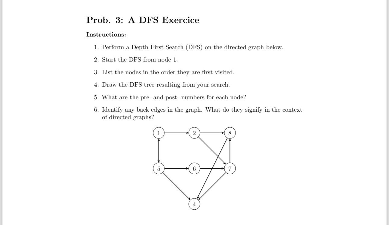 Prob. 3 : A DFS Exercice Instructions: Perform a