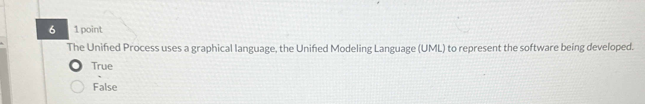 6 1 point The Unified Process uses a graphical