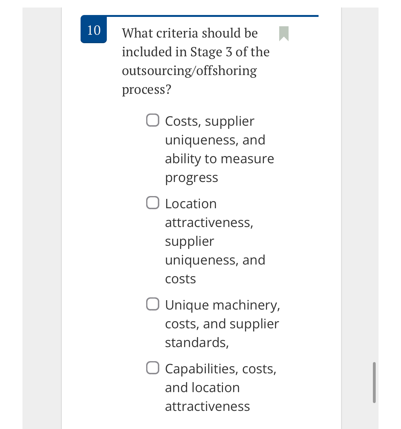 1 0 What criteria should be included in Stage 3