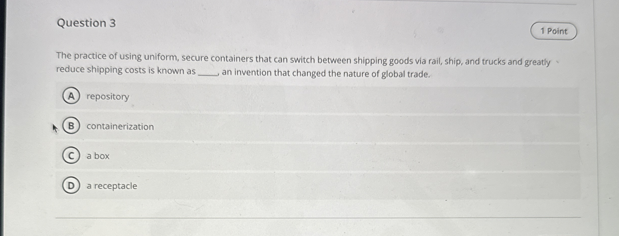 Question 3 1 Point The practice of using uniform,