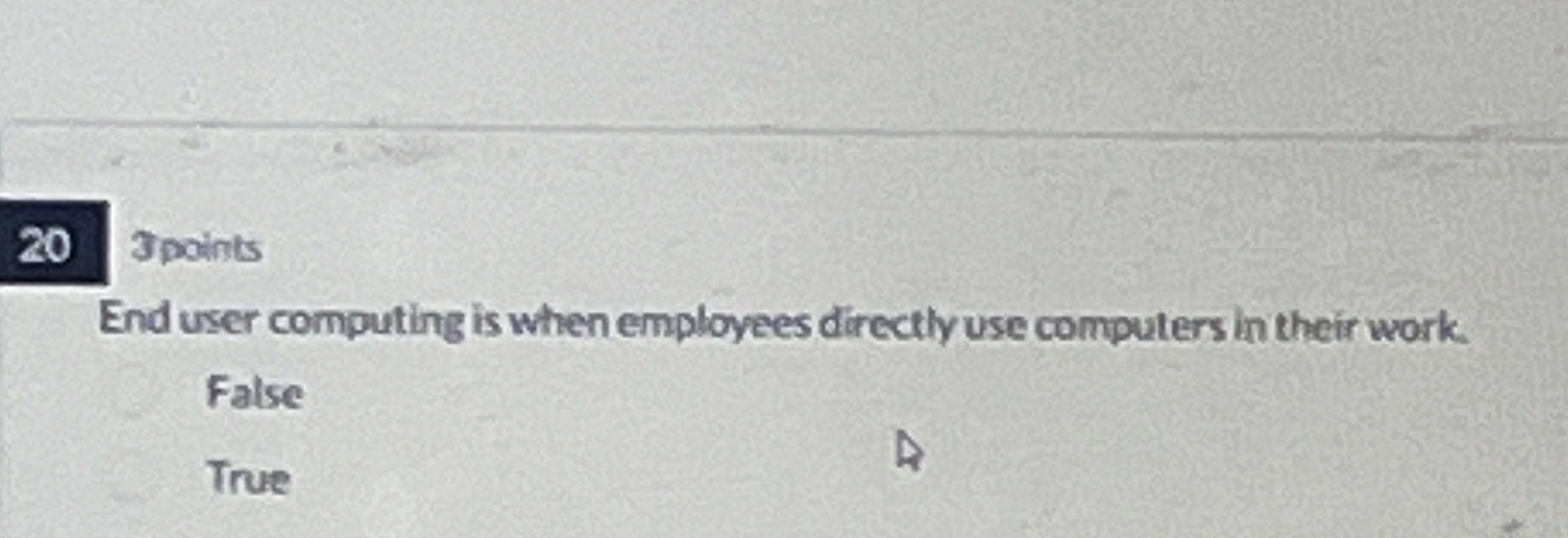 2 0 3 points End user computing is when employees