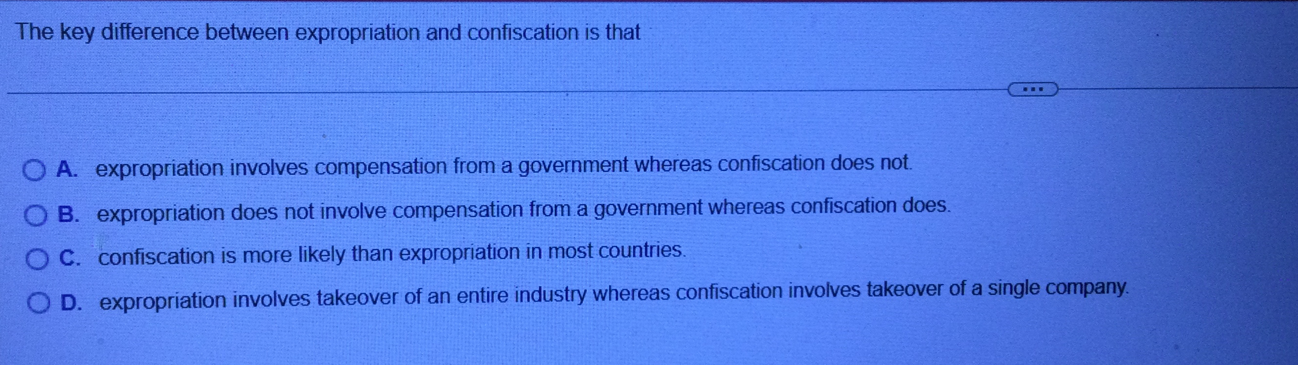 The key difference between expropriation and