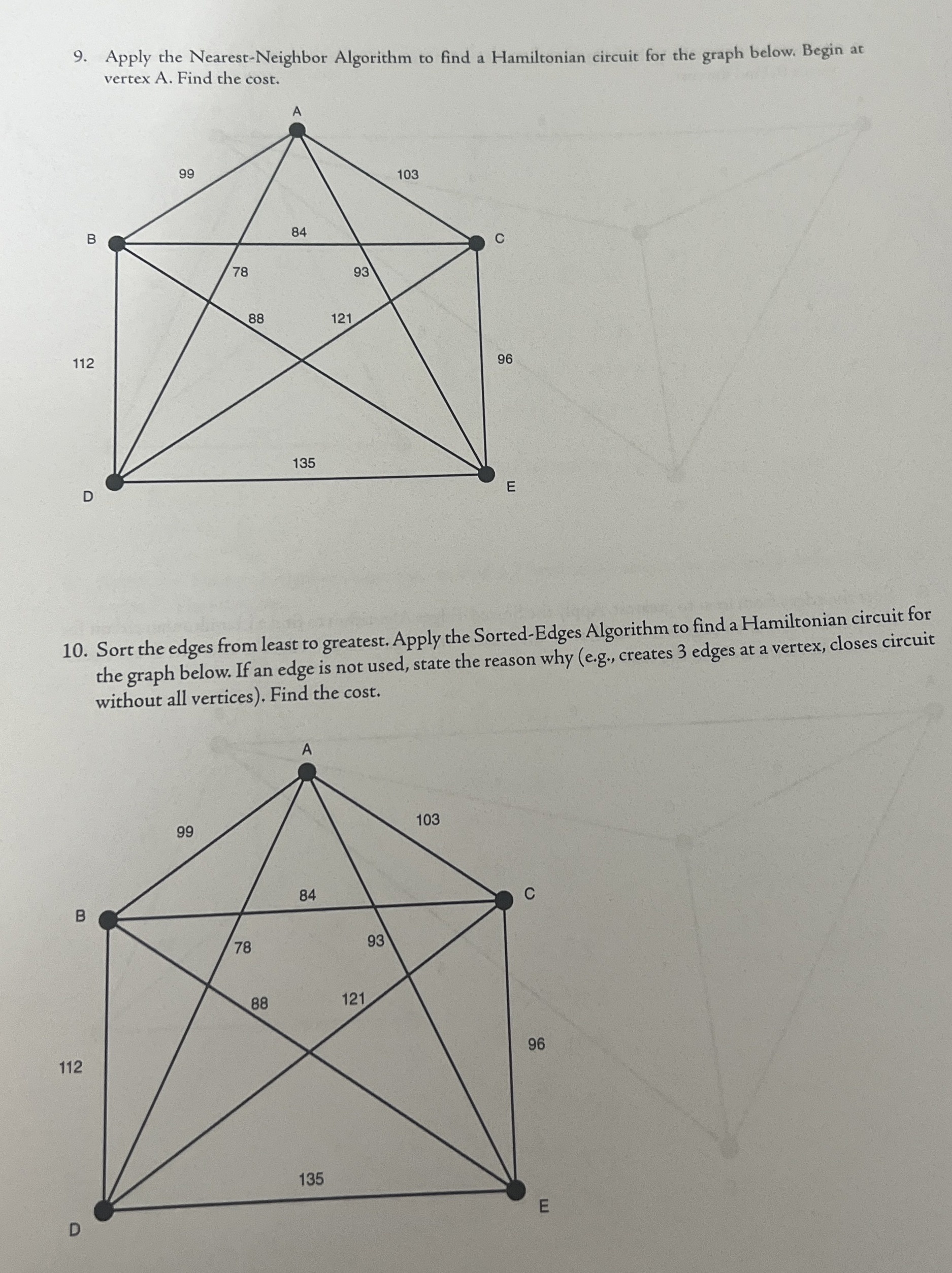 Apply the Nearest - Neighbor Algorithm to find a
