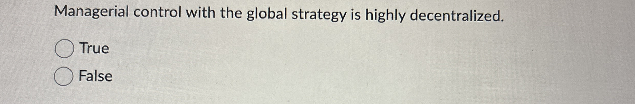 Managerial control with the global strategy is