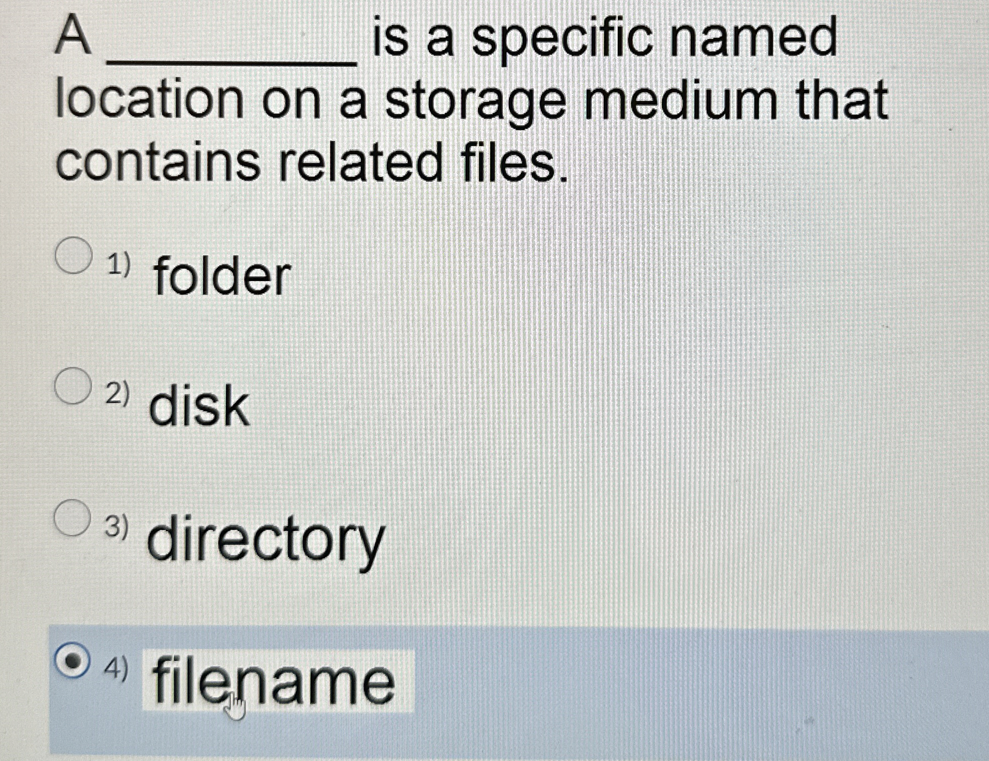 A is a specific named location on a storage