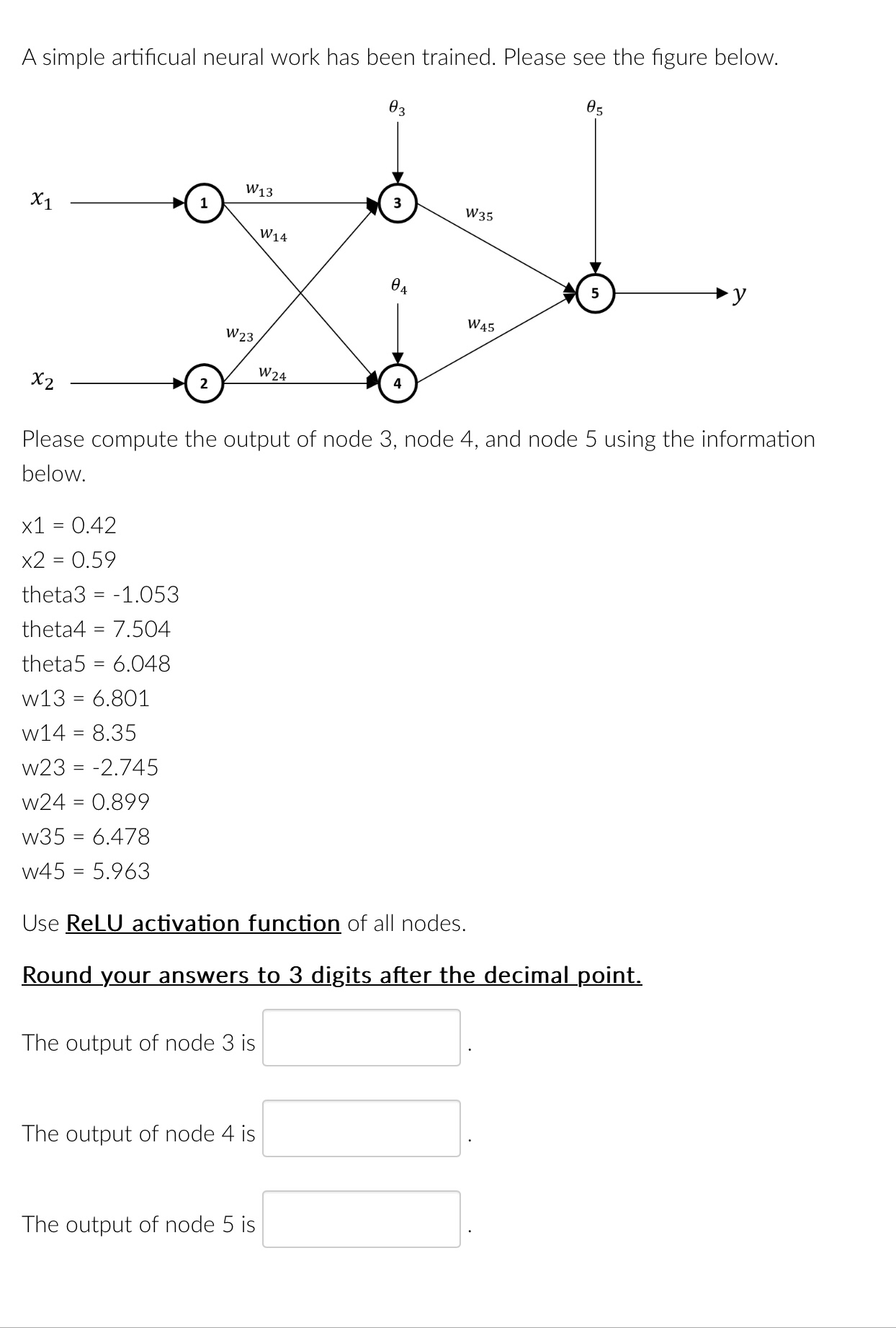 Us excel for the calculation. A simple artificual