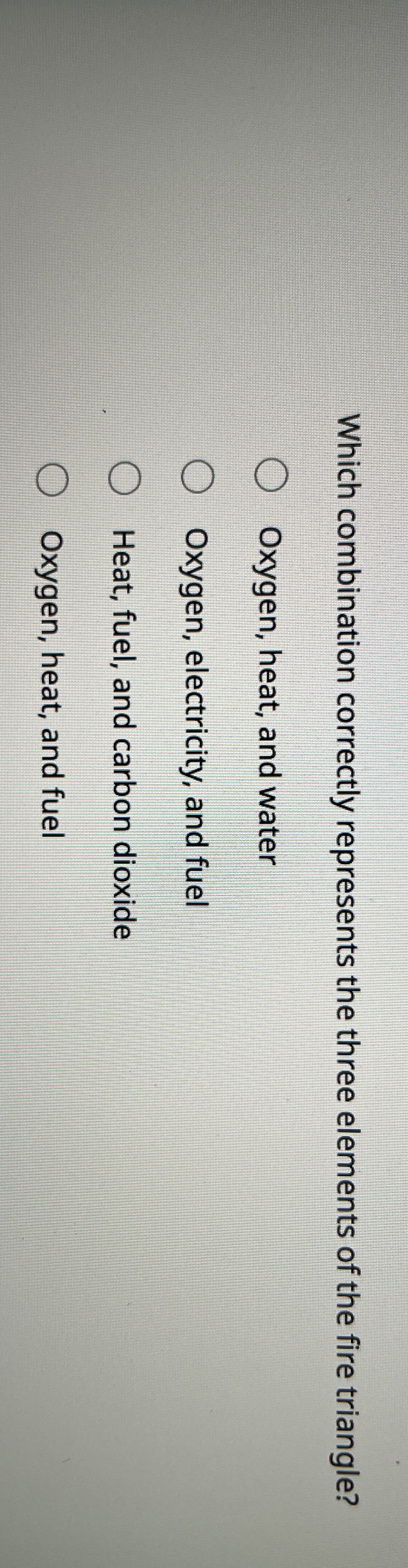 Which combination correctly represents the three