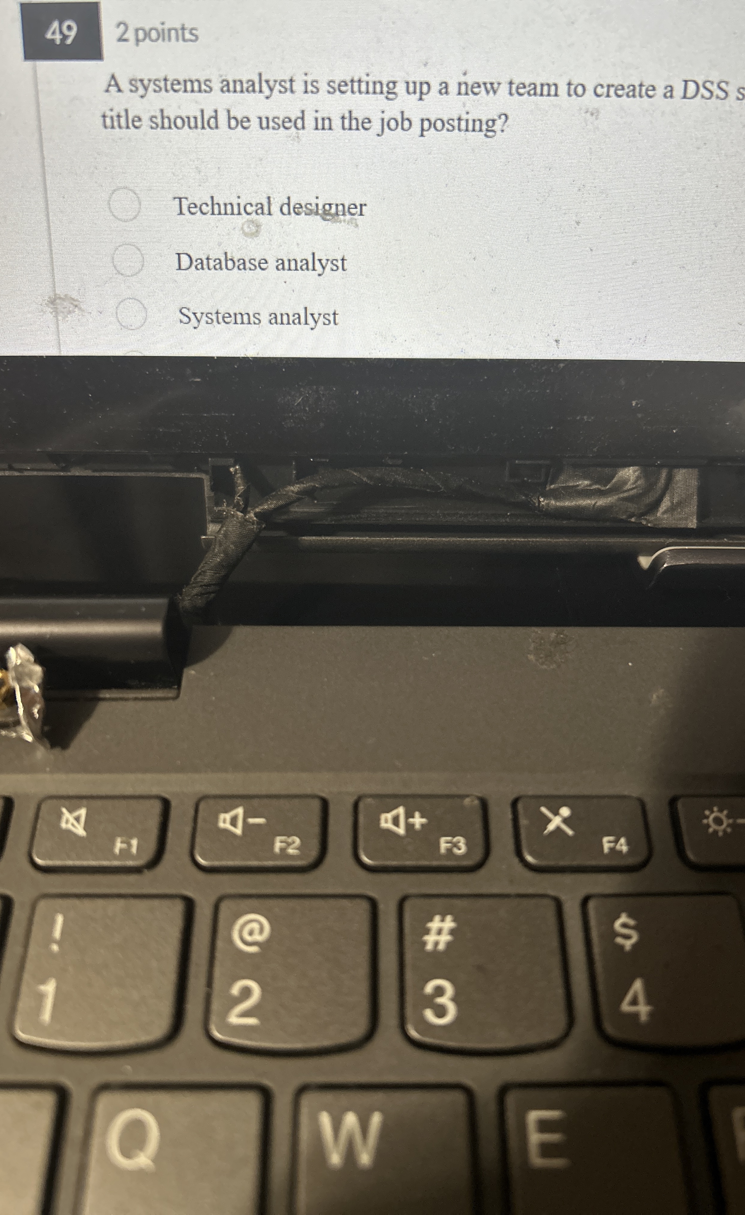 4 9 2 points A systems analyst is setting up a