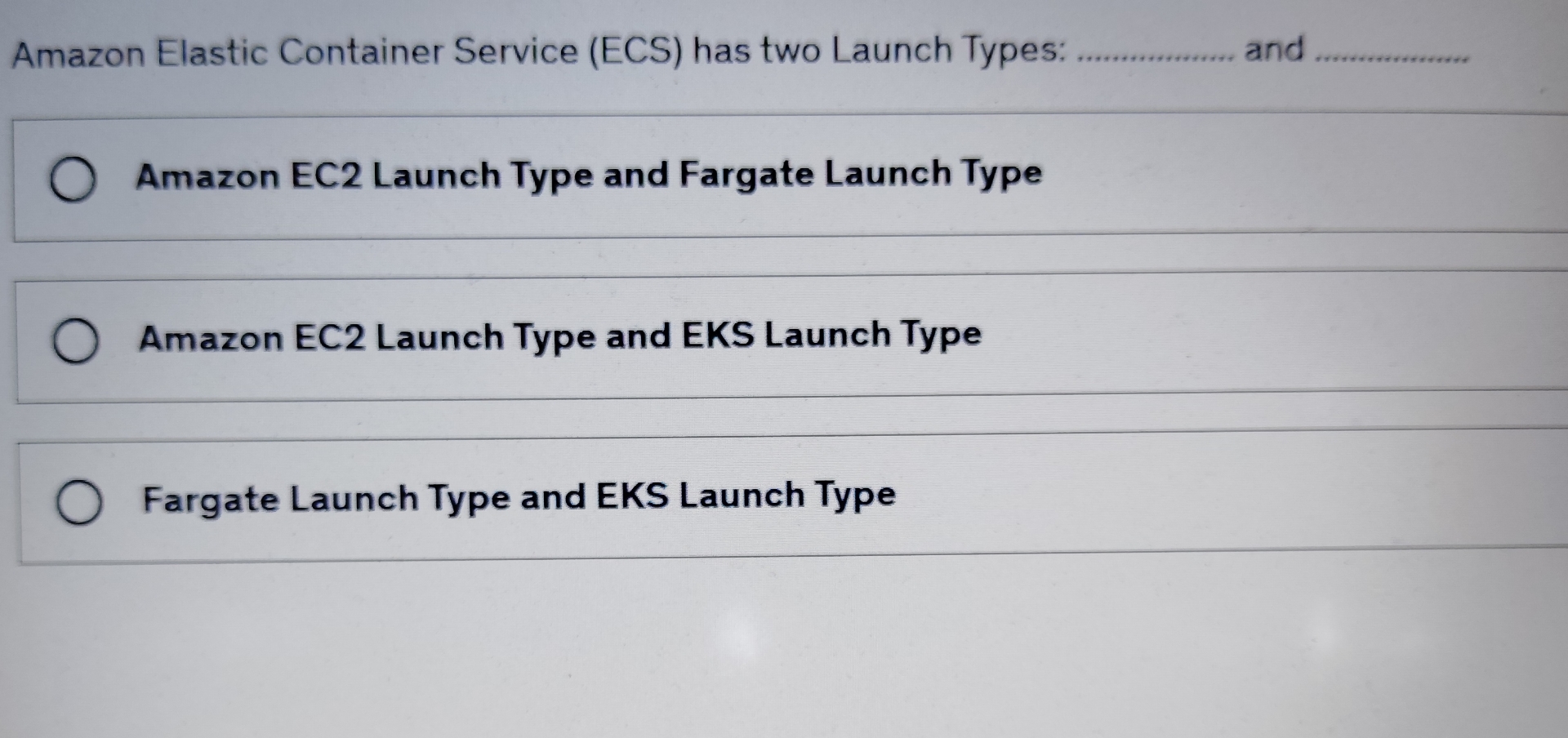 Amazon Elastic Container Service ( ECS ) has two