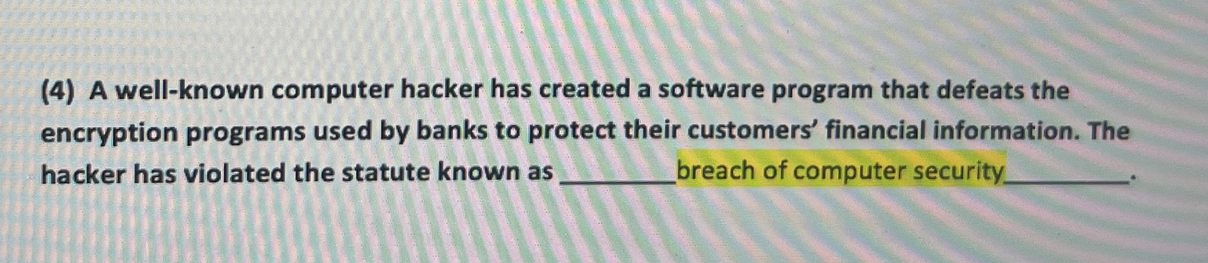 ( 4 ) A well - known computer hacker has created
