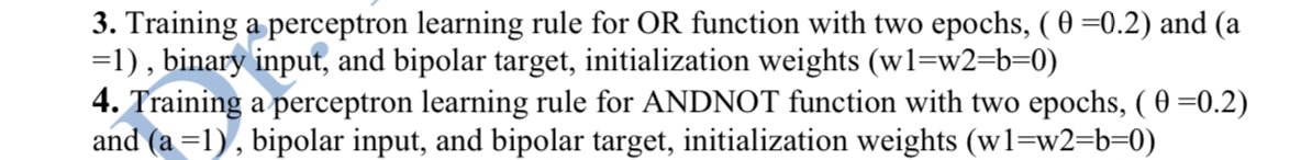Training a perceptron learning rule for O R