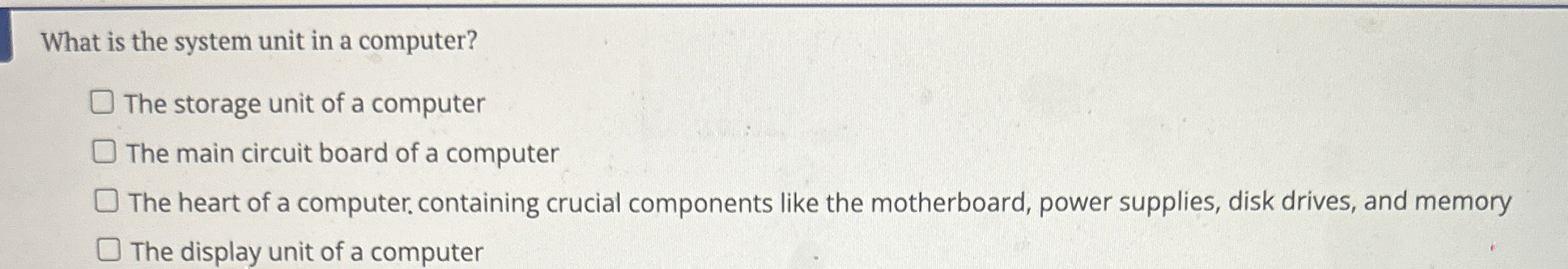 What is the system unit in a computer? The