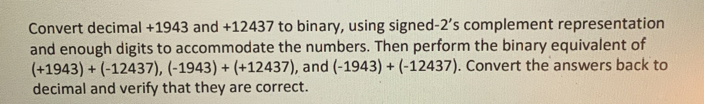 Convert decimal + 1 9 4 3 and + 1 2 4 3 7 to