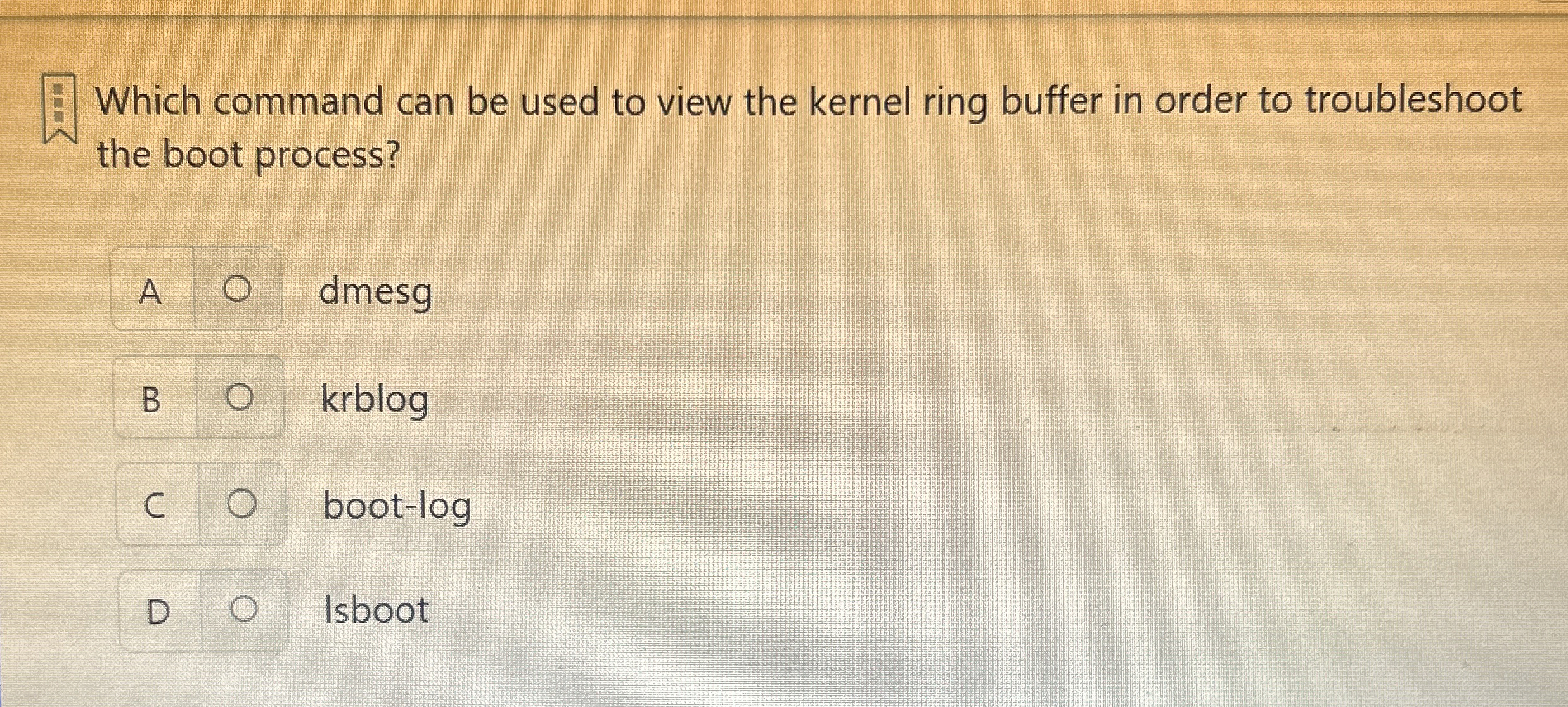Which command can be used to view the kernel ring