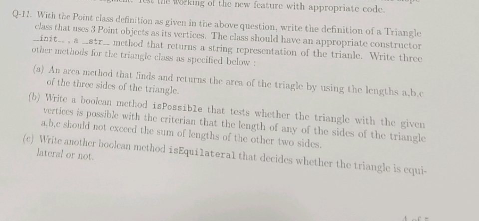 Q - 1 1 . With the Point class definition as