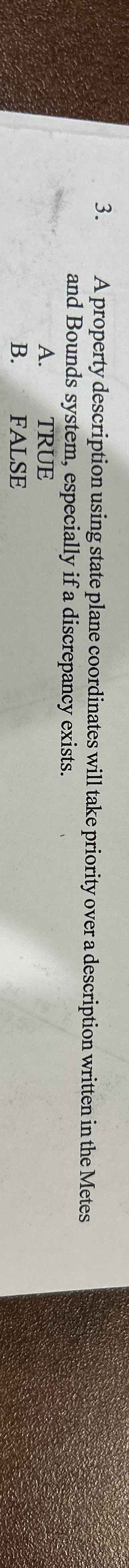 A property description using state plane