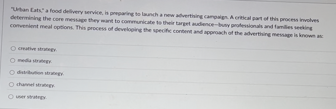 "Urban Eats," a food delivery service, is