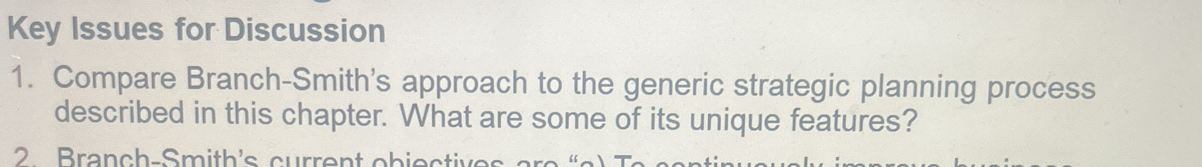Key Issues for Discussion Compare Branch -