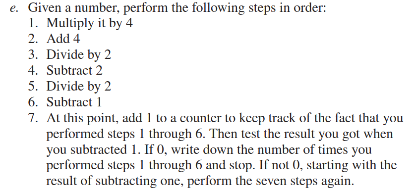 e . Given a number, perform the following steps