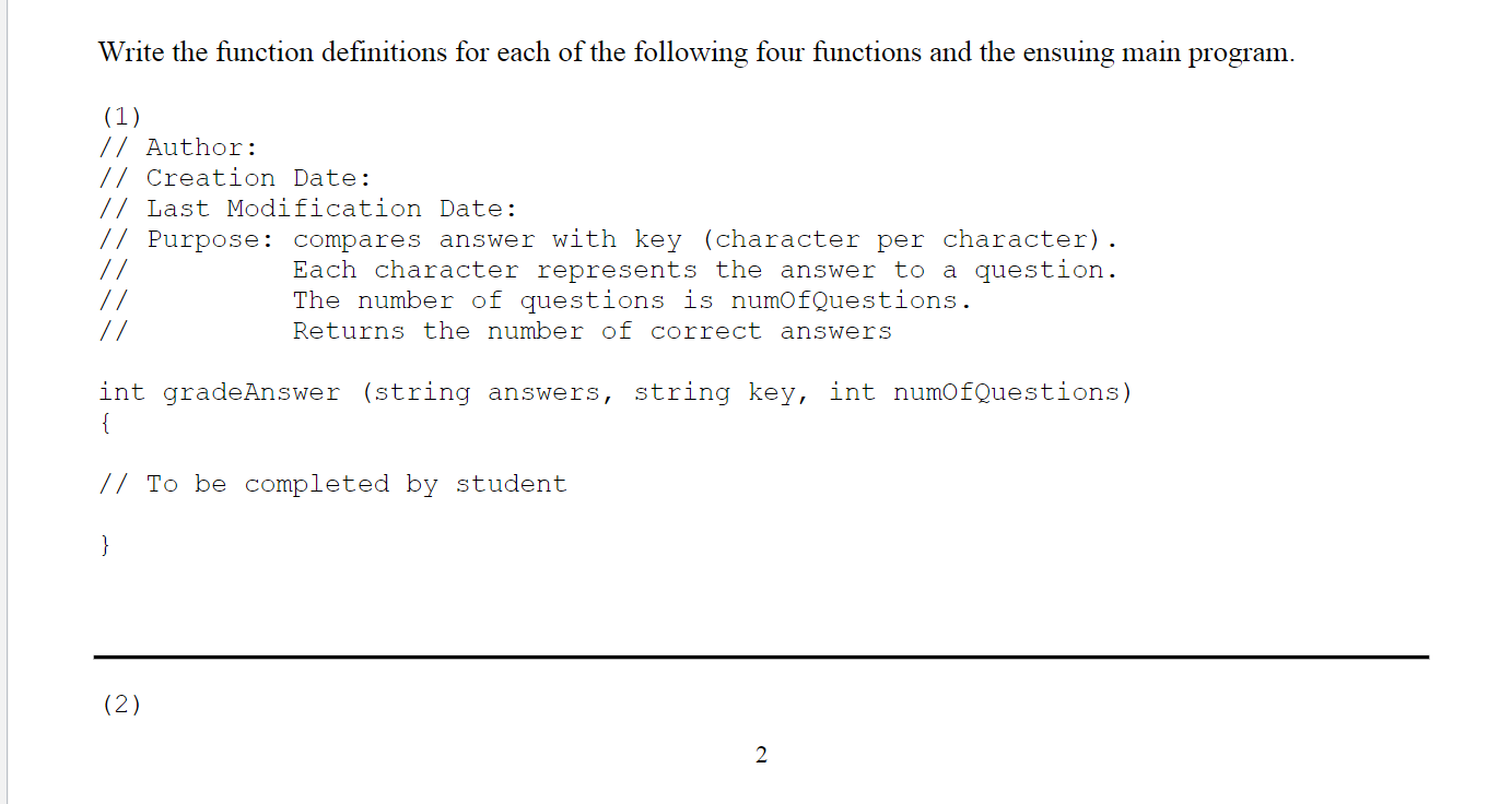 In C + + please. also please show how to create