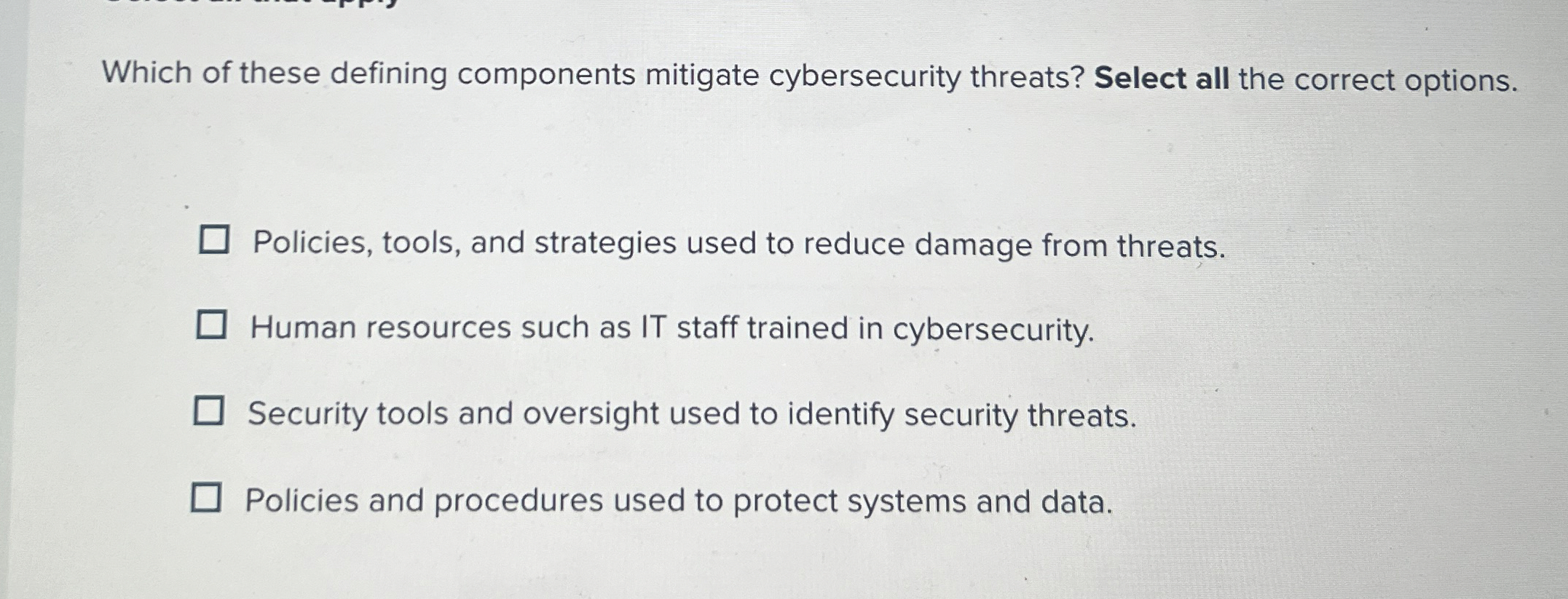 Which of these defining components mitigate