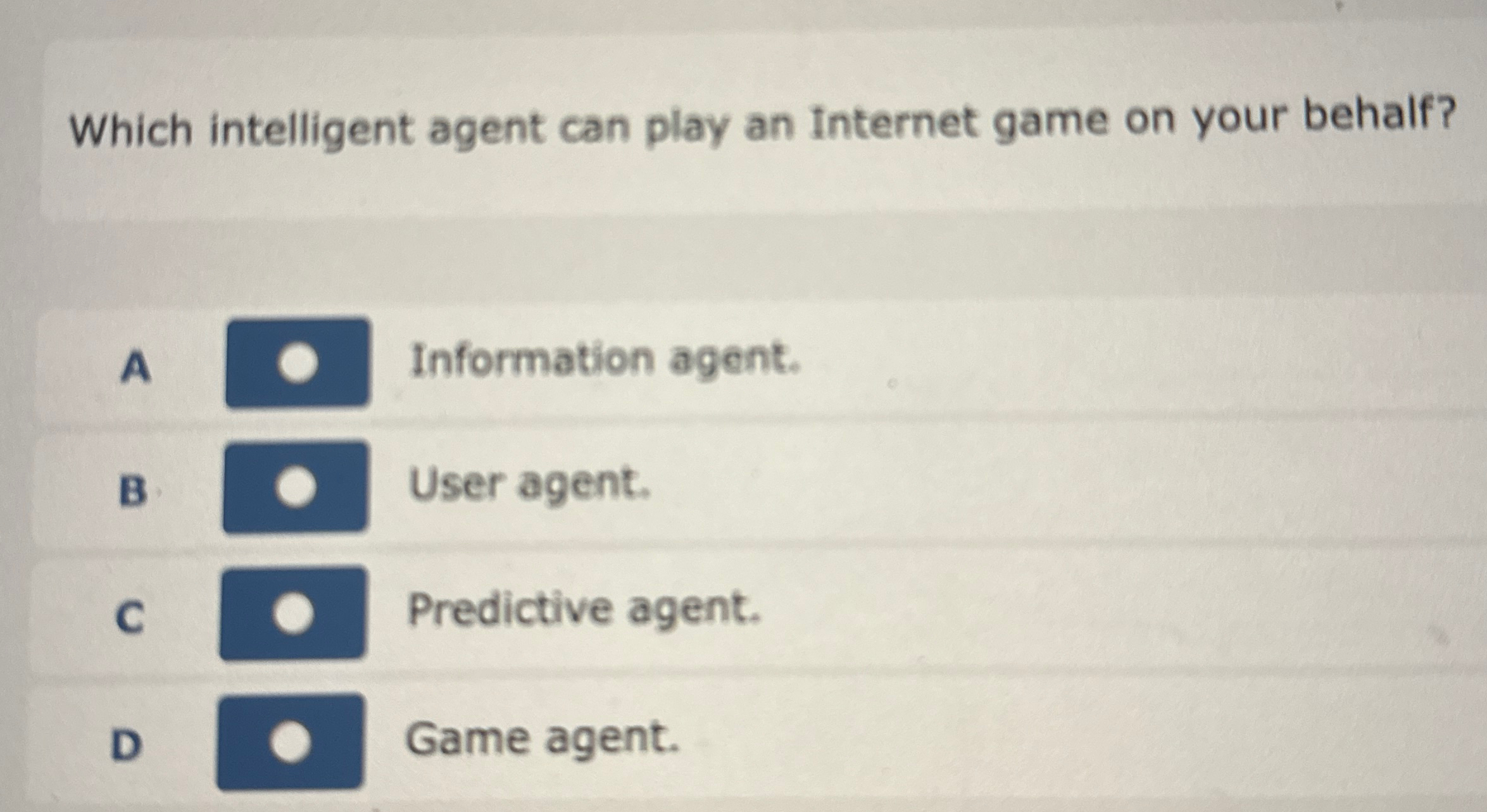 Which intelligent agent can play an Internet game